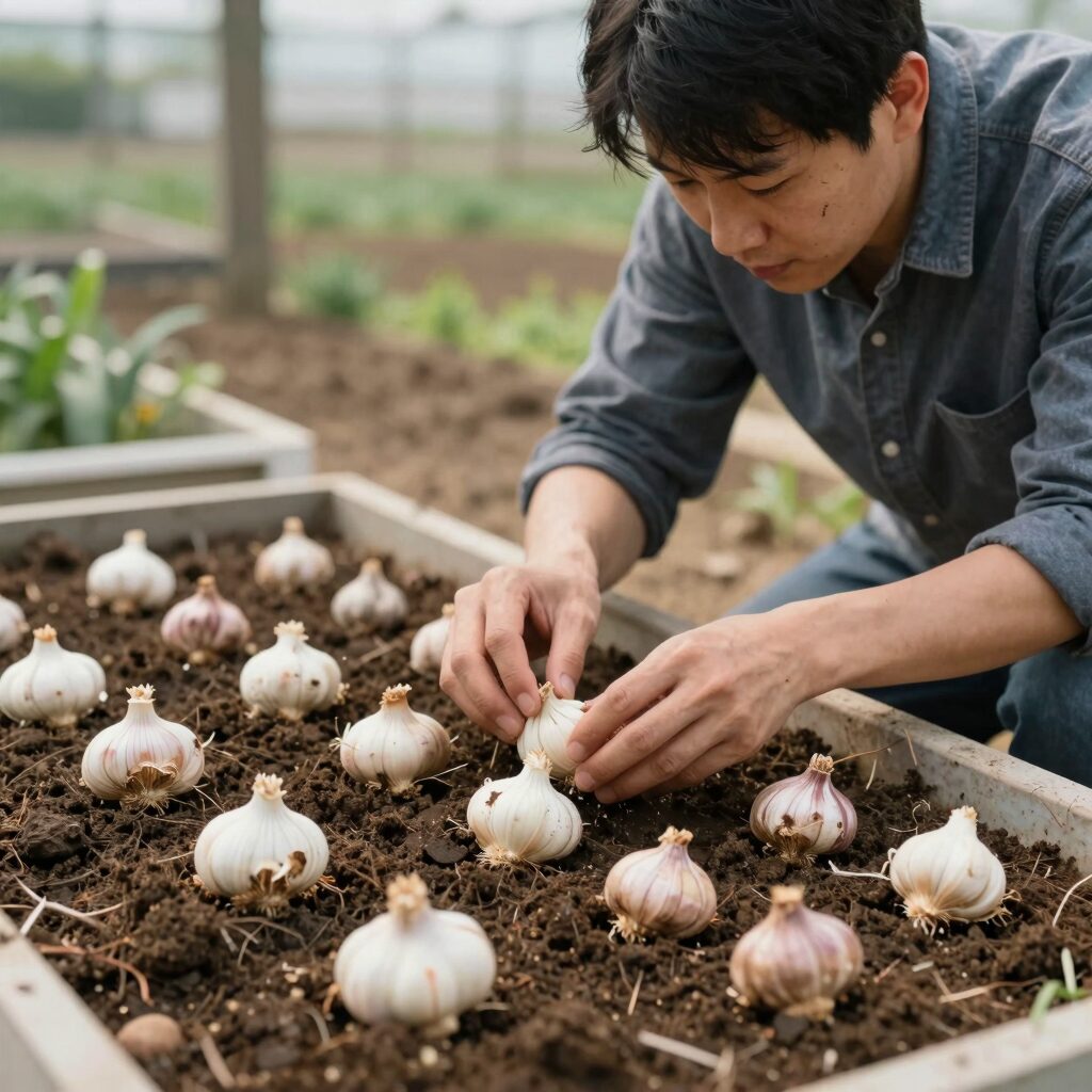 생강종자를 흙에 심기 전 준비하는 과정 사진