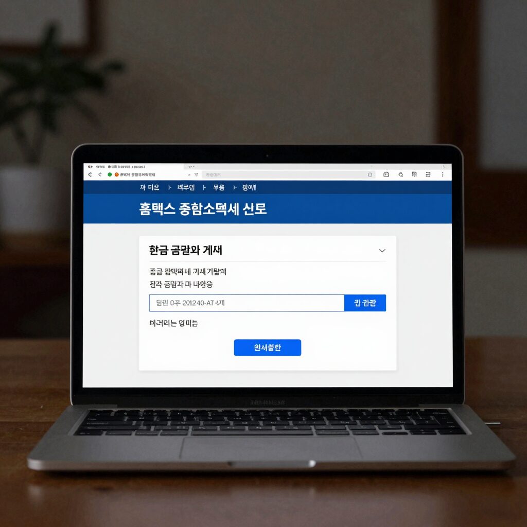 홈택스 종합소득세 신고 화면에서 환급 금액과 계좌 입력란을 보여주는 모습