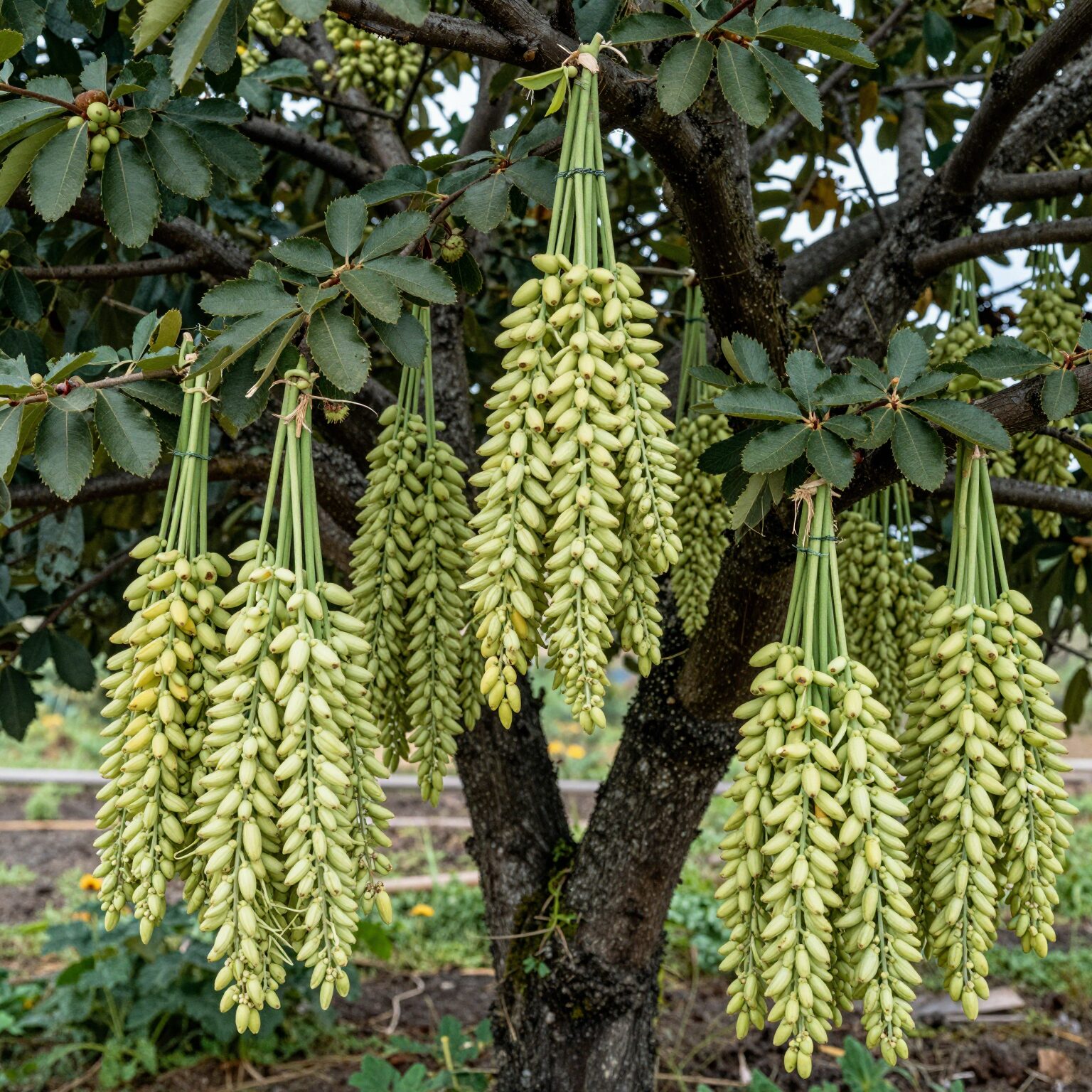 제주 농장에서 갓 수확한 카라향이 나무에 주렁주렁 달려 있는 모습
