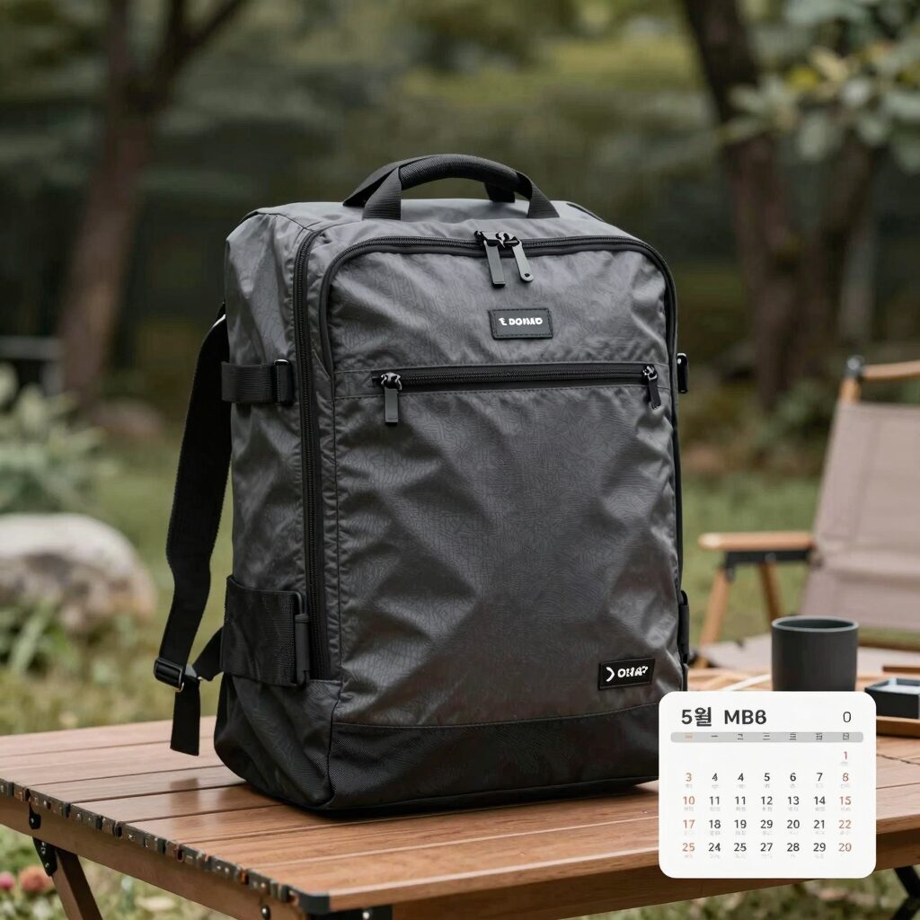 2026년 5월 연휴 달력과 여행 가방이 놓인 테이블