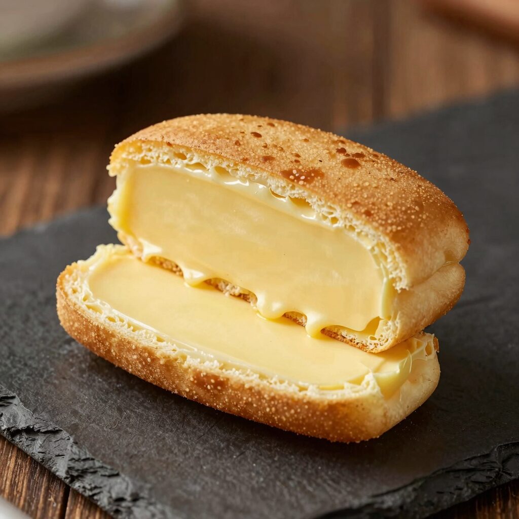 메가커피 버터떡 반으로 갈라 속살 보이는 사진 쫀득한 식감