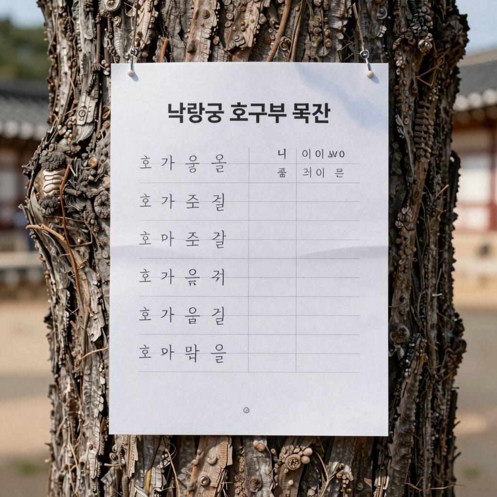 낙랑군 호구부 목간 사진. 나무에 한자로 기록된 호구 조사 문서.