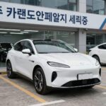 청주 황사철 차량 관리와 실내 활동 추천 청주 카랜드앤카페알지 노브러쉬 세차장 외관과 세차 중인 차량