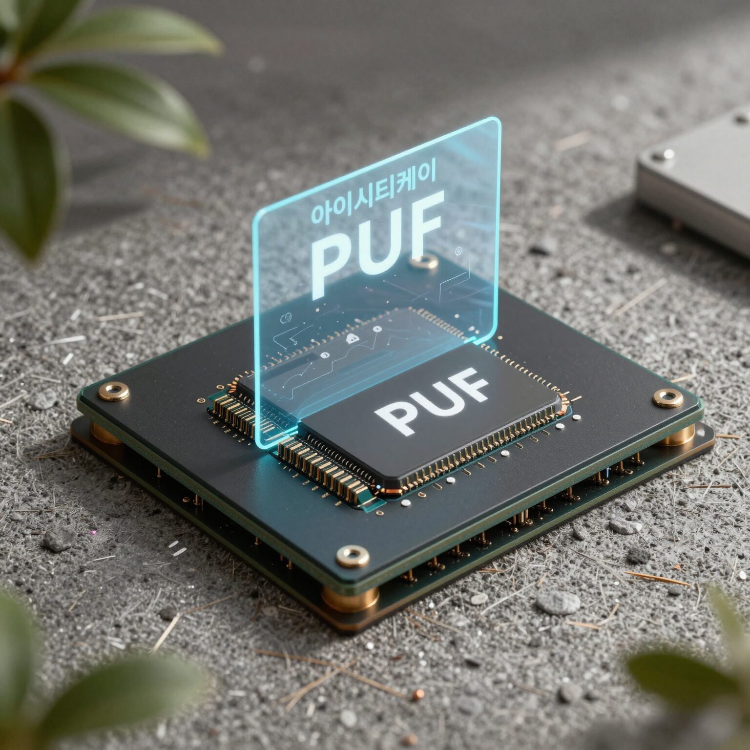 아이씨티케이 PUF와 양자암호가 결합된 보안 칩 구조 다이어그램