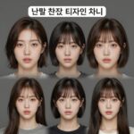 여성의 얼굴형에 따른 단발 숏컷 디자인 차이를 보여주는 비교 도표