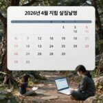 2026년 4월 증시 일정과 주요 기업 실적 발표 날짜가 적힌 달력과 차트