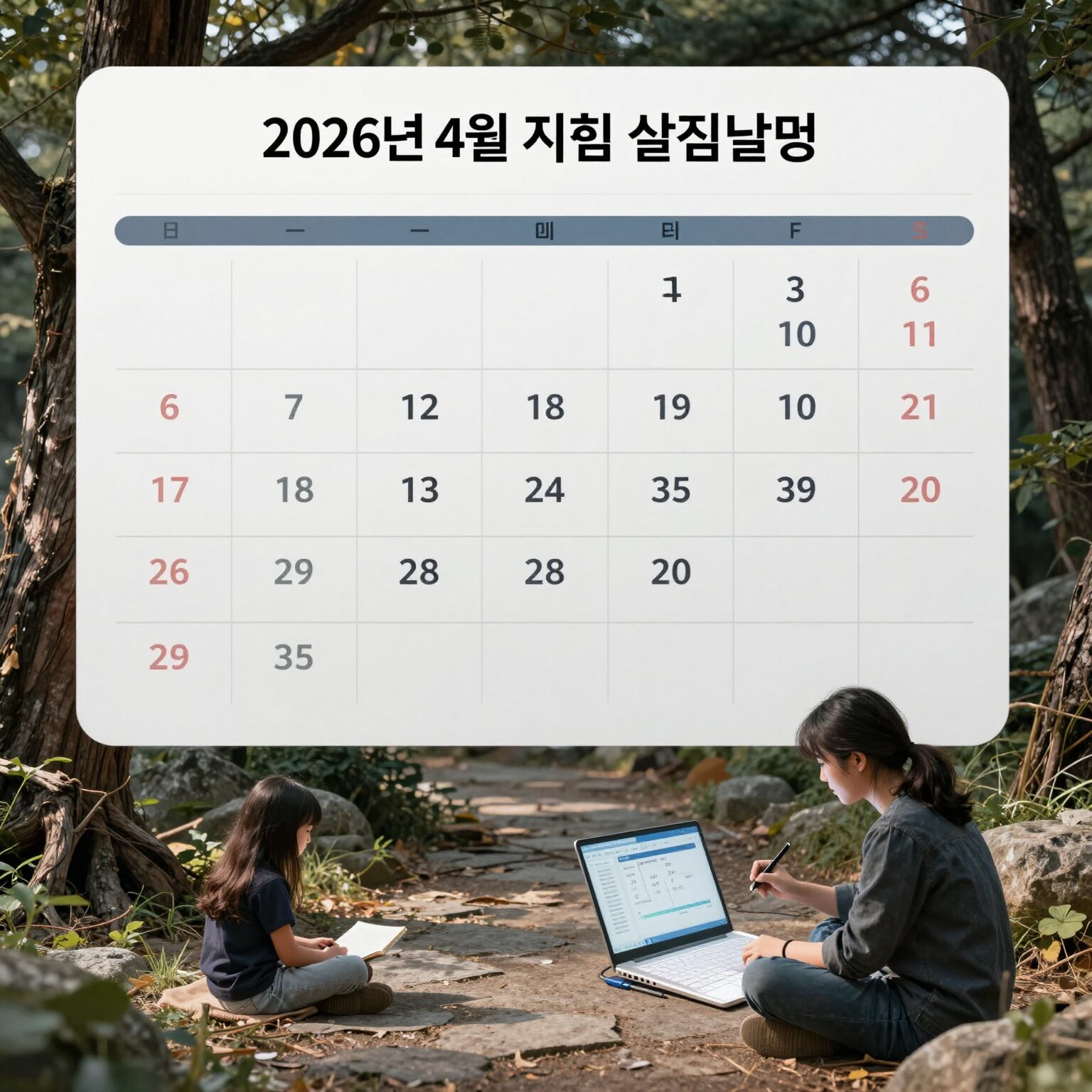 2026년 4월 증시 일정과 주요 기업 실적 발표 날짜가 적힌 달력과 차트