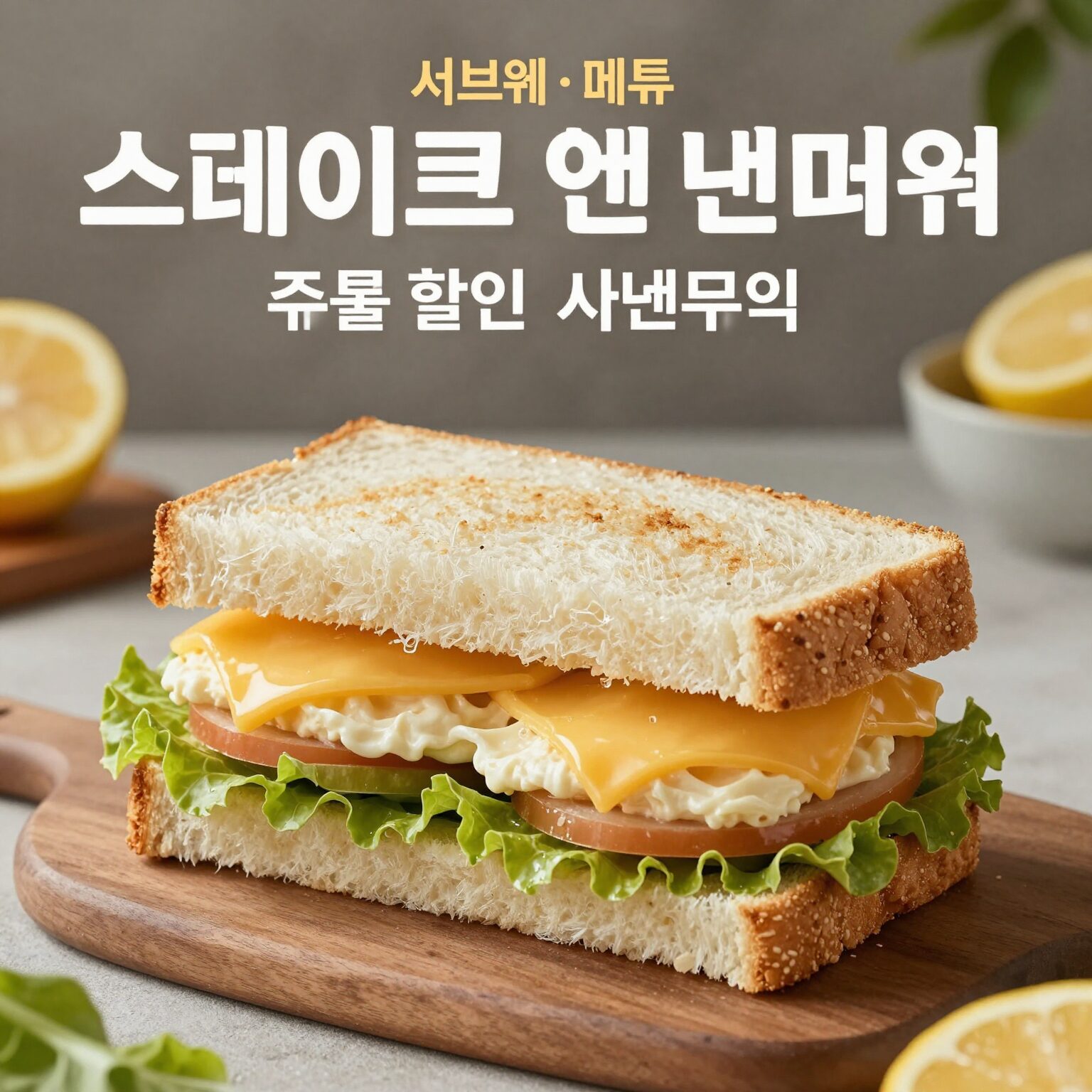 서브웨이 5월 신메뉴 스테이크 앤 치즈 샌드위치와 주말 할인 프로모션 포스터