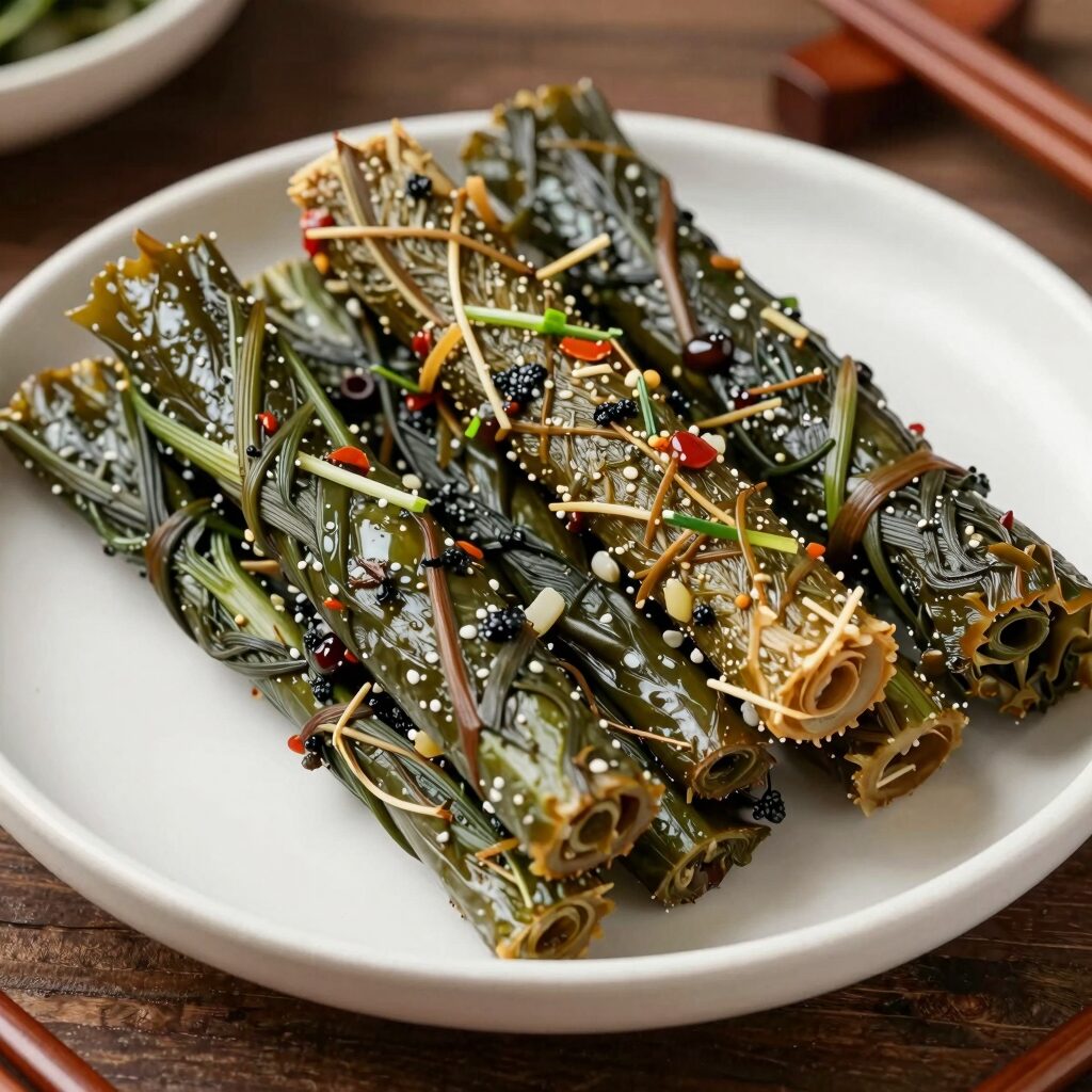 신선한 순창 참두릅으로 만든 두릅튀김과 두릅장아찌 접시