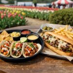 태안 튤립축제장 근처 파파스테이크의 타코세트와 필리치즈스테이크 사진