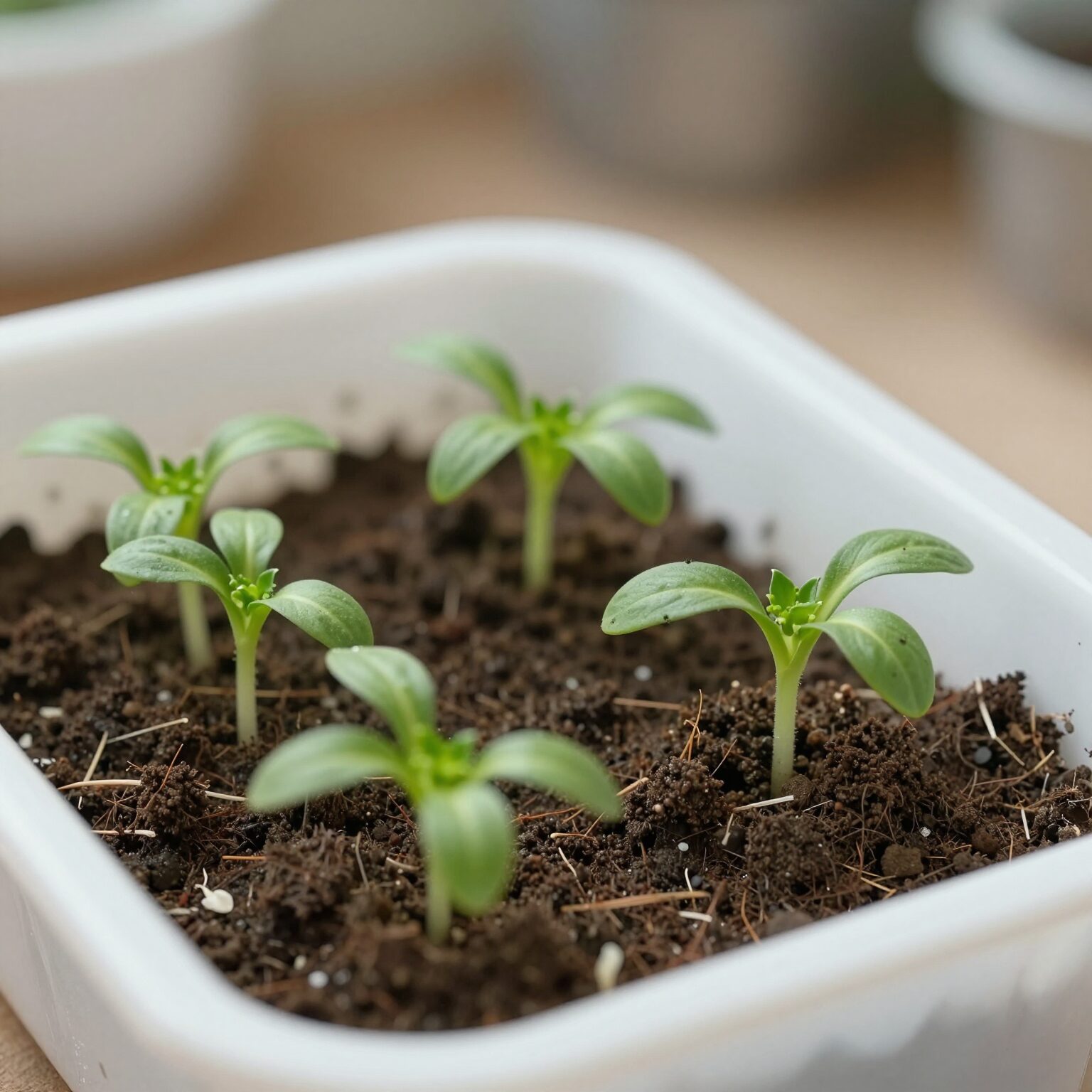 키친타올 발아와 흙 발아에서 자란 방울토마토 새싹 비교 사진