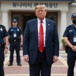 펜실베이니아주 유나이티드 체육관 앞에서 경호원들에게 둘러싸인 트럼프 전 대통령의 긴박한 상황