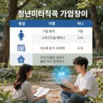 청년미래적금 가입조건과 소득구간별 혜택 차이를 표와 아이콘으로 설명한 이미지