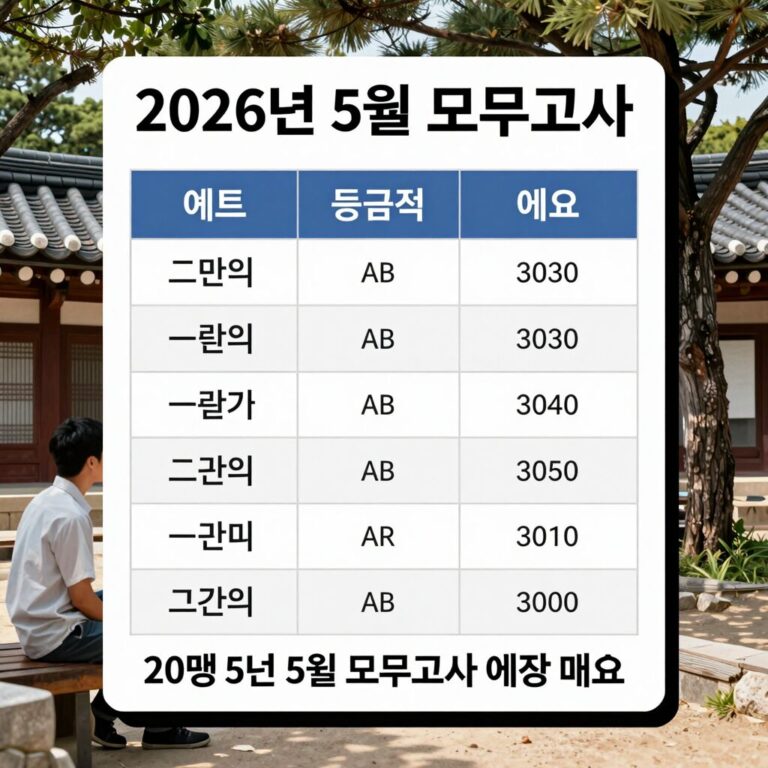 2026년 5월 모의고사 등급컷 예상 표