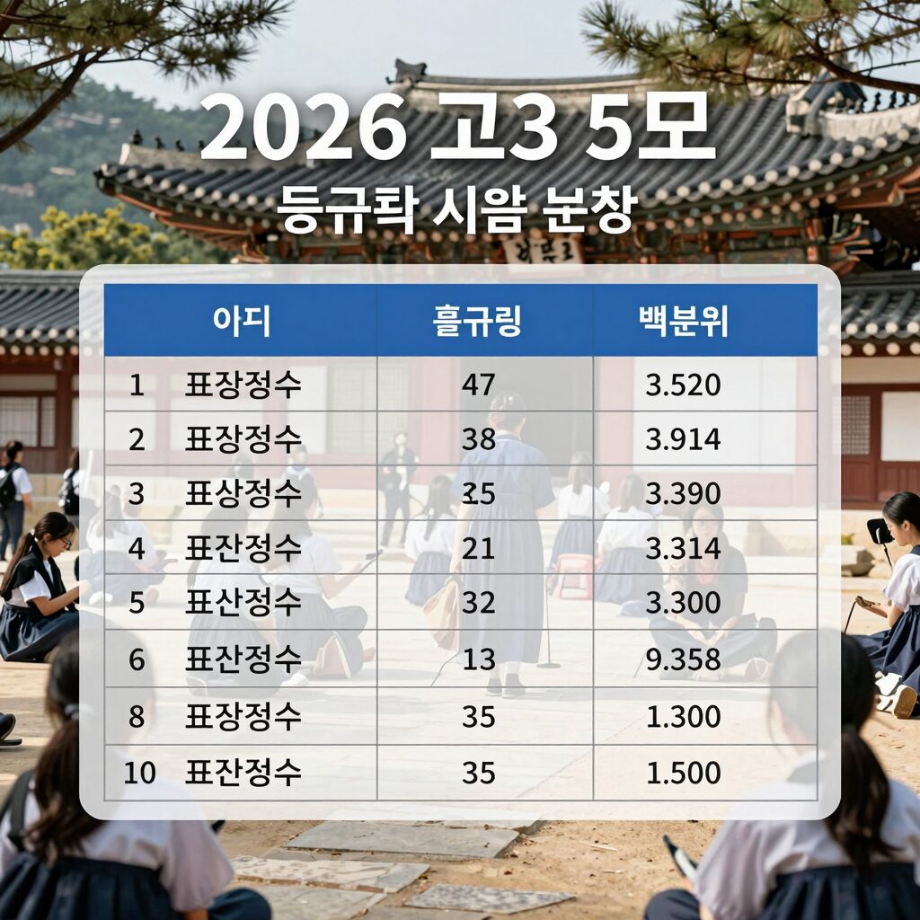 2026 고3 5모 등급컷 시험 분석 이미지 표준점수 백분위