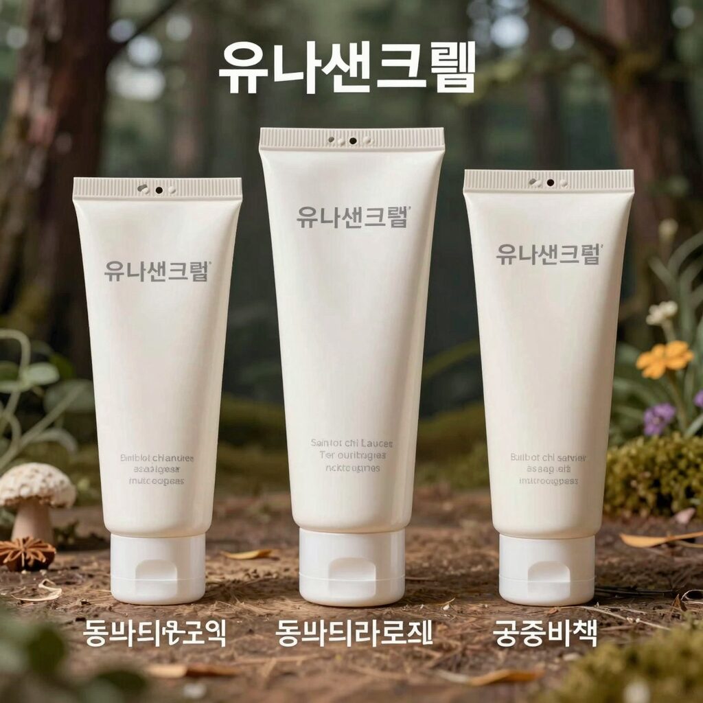 유아썬크림 네 가지 제품 비교 이미지, 아토팜 몽쁘띠라로제 몽디에스 궁중비책
