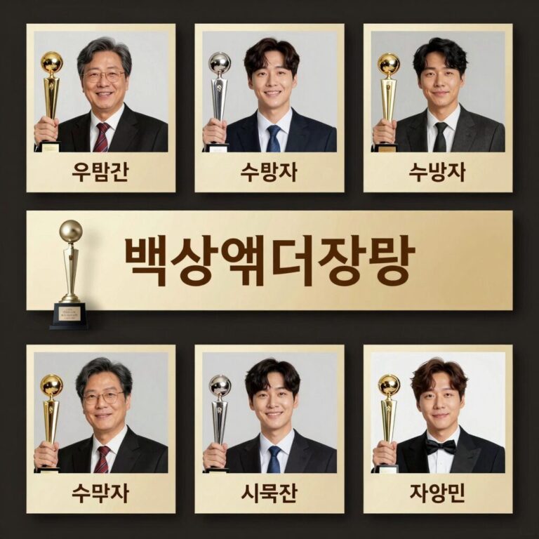 백상예술대상 트로피와 수상자 명단을 정리한 이미지