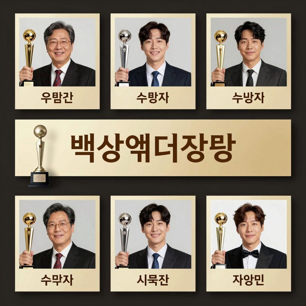 백상예술대상 트로피와 수상자 명단을 정리한 이미지