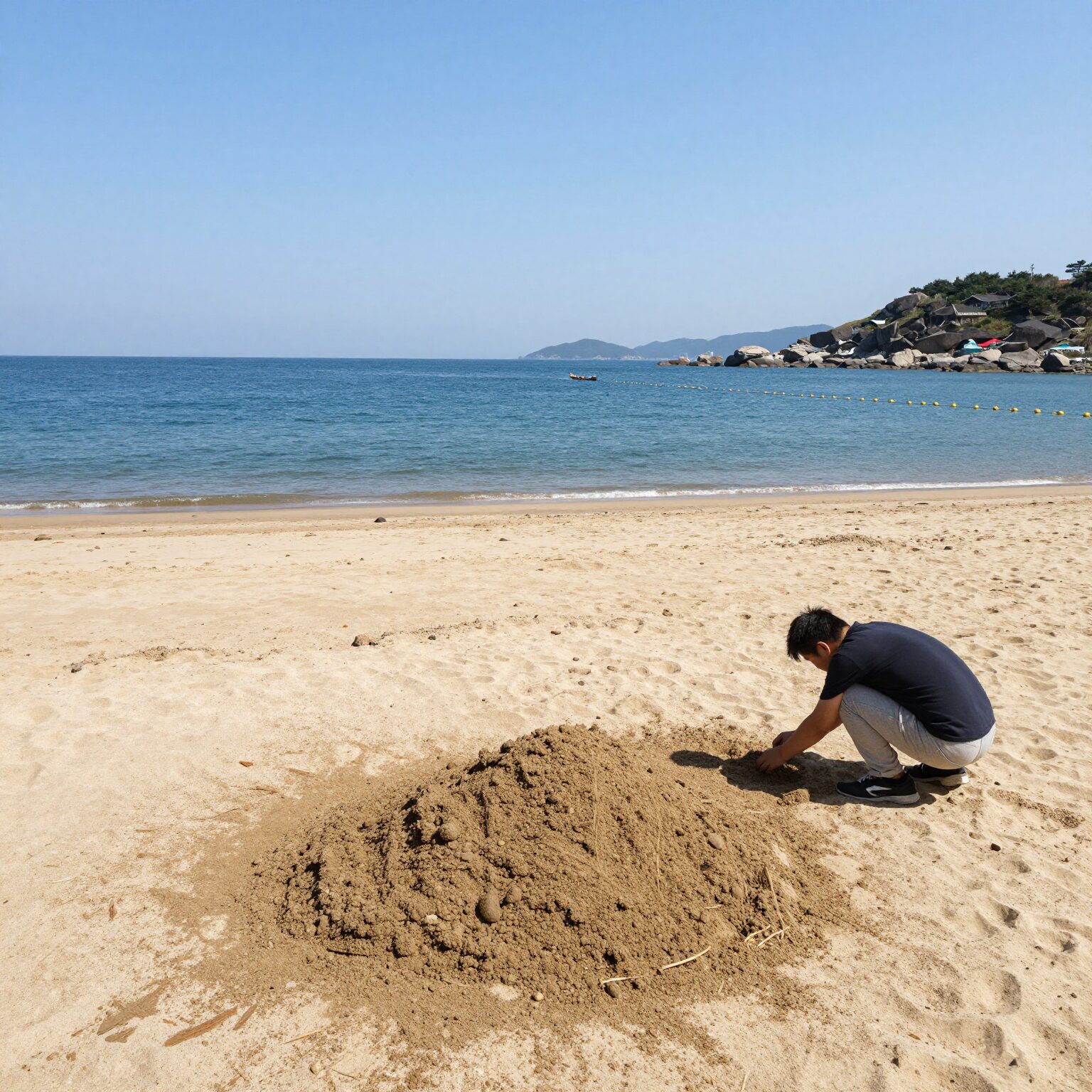 깨끗한 모래사장과 푸른 바다가 펼쳐진 부산 해운대 해수욕장 전경, 2026년 개장을 앞둔 모습