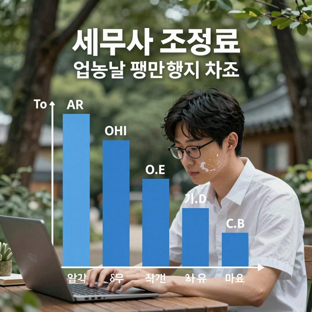 세무사 조정료 업종별 평균 비교 차트