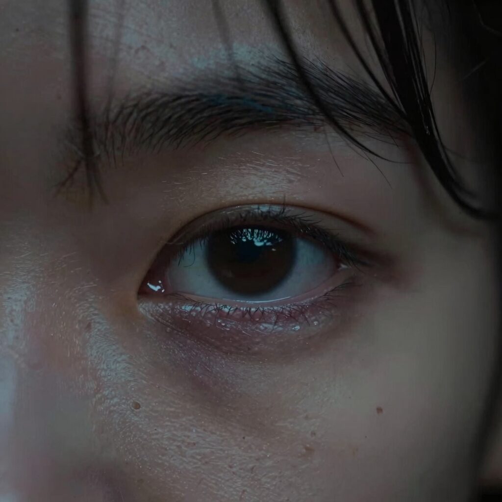기리고 마지막 장면 정체 모를 눈동자 클로즈업 공포 분위기