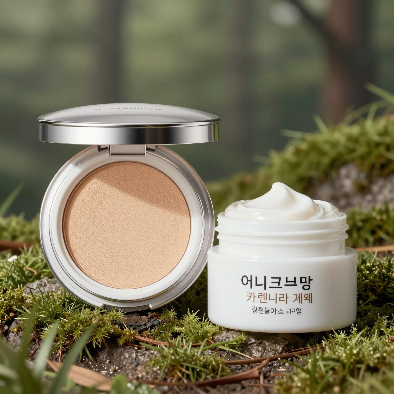 정샘물 쿠션과 어니스트맘 카렌듈라 크림 세트