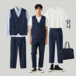 6월 남자 코디 반팔니트와 청바지 더비슈즈 스타일