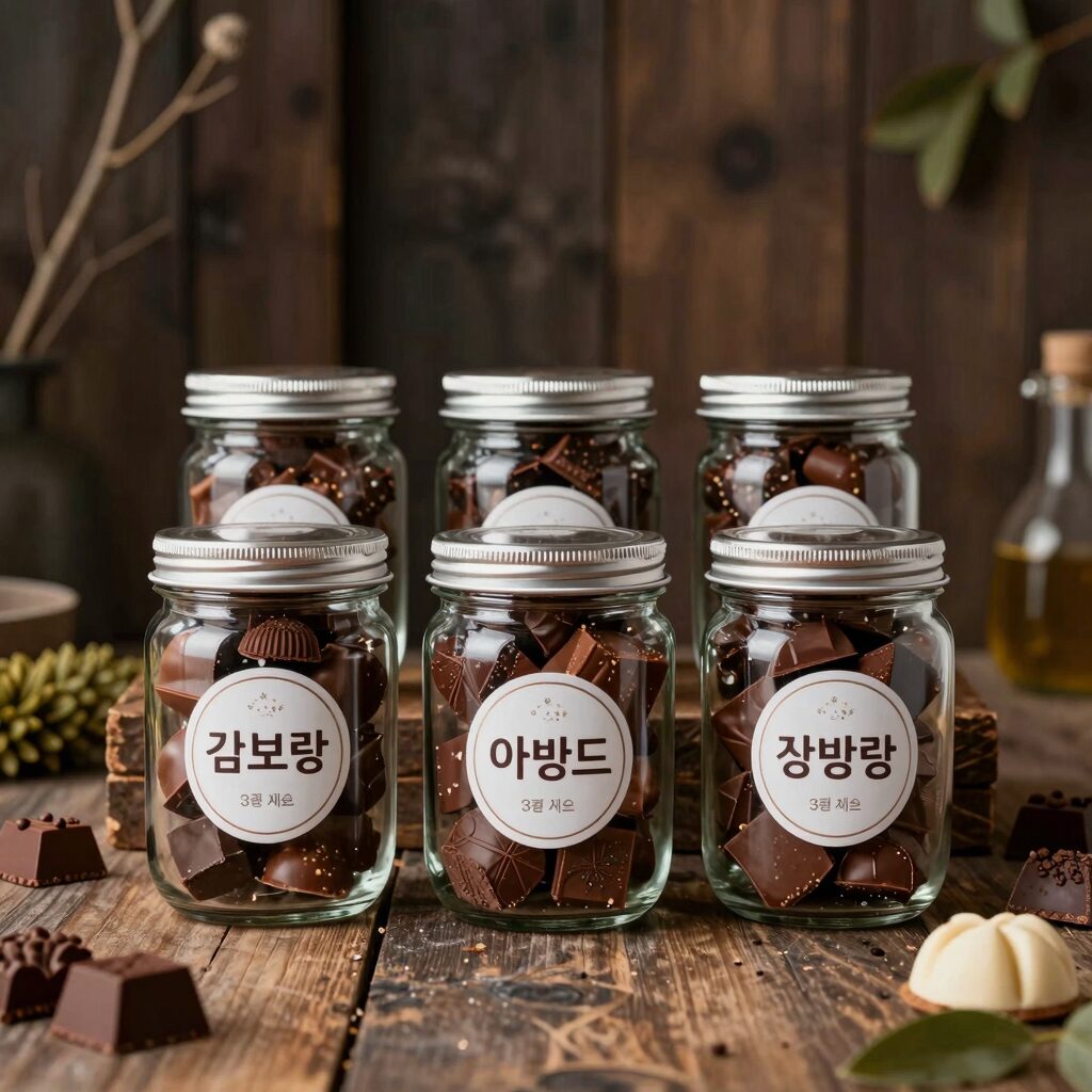 김보람 초콜릿 아망드 쇼콜라 3종 세트 유리병 포장
