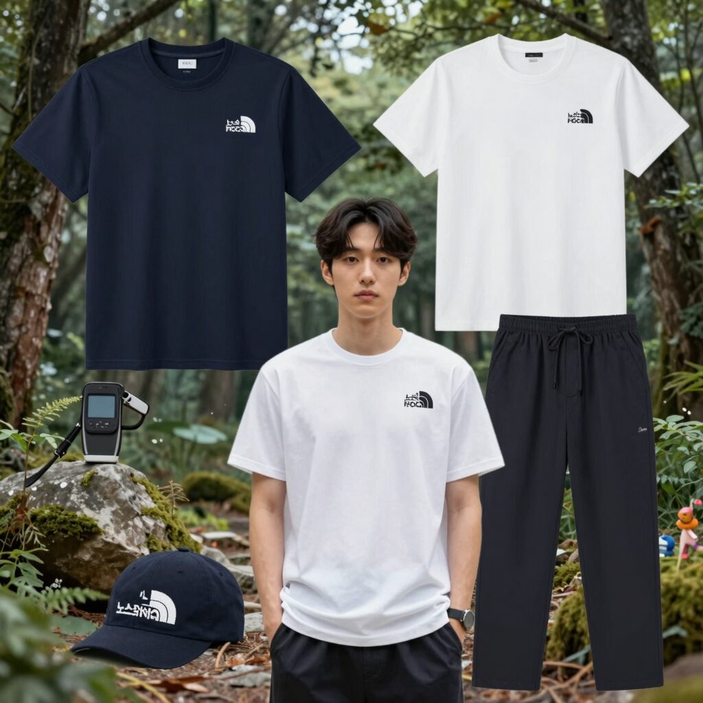 노스페이스 반팔티를 활용한 데일리 스타일링 코디 예시