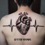 장기기증 타투 디자인 예시 심장 박동 그래프와 문구