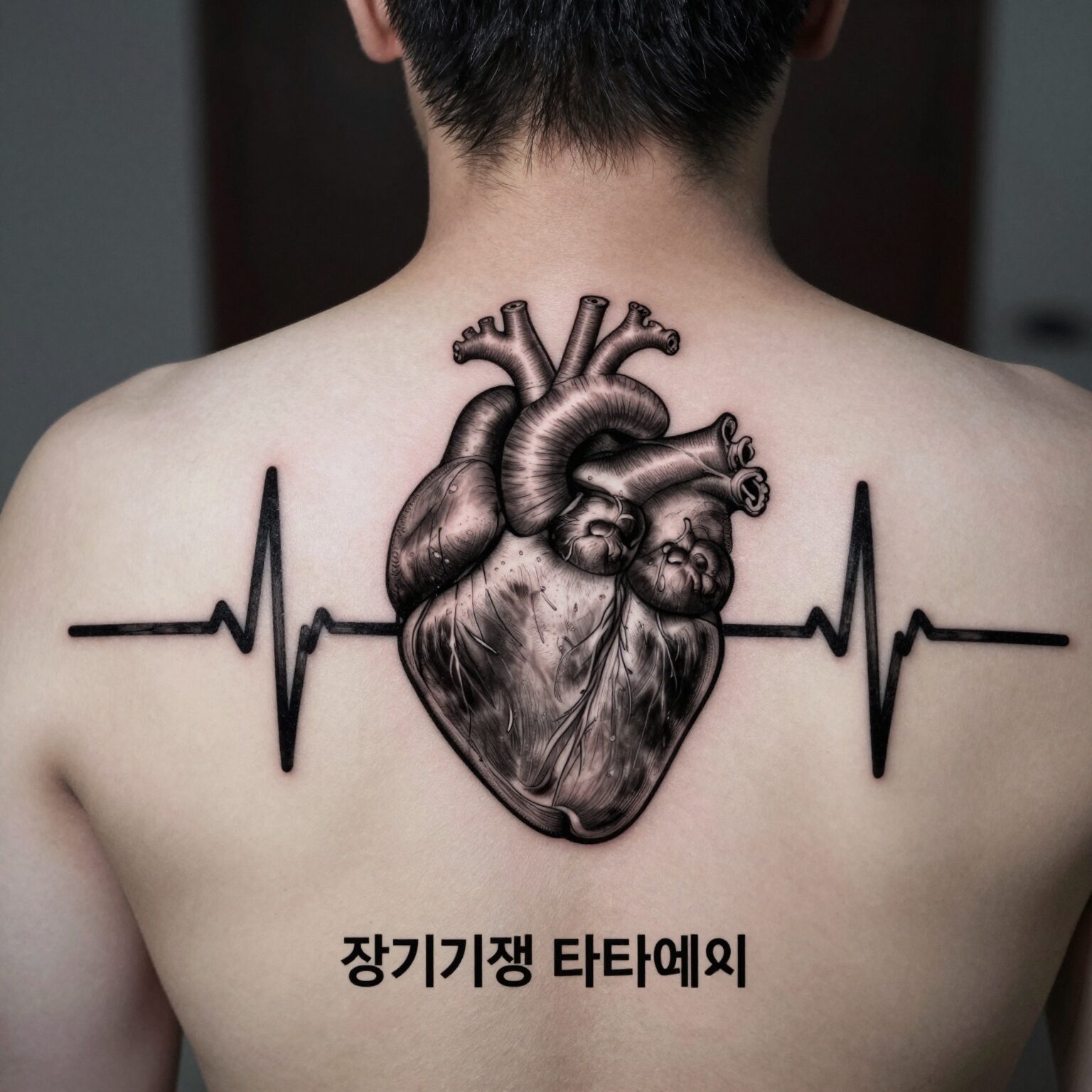 장기기증 타투 디자인 예시 심장 박동 그래프와 문구