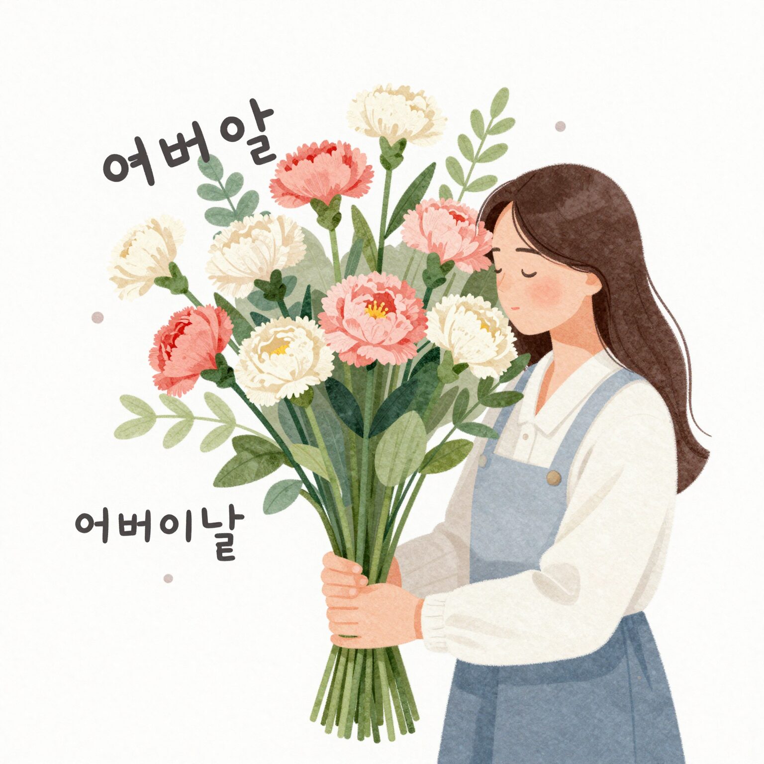 어버이날 카네이션 일러스트가 담긴 감동 카드 예시