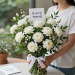 어버이날 카네이션 화분과 감사 메시지 카드