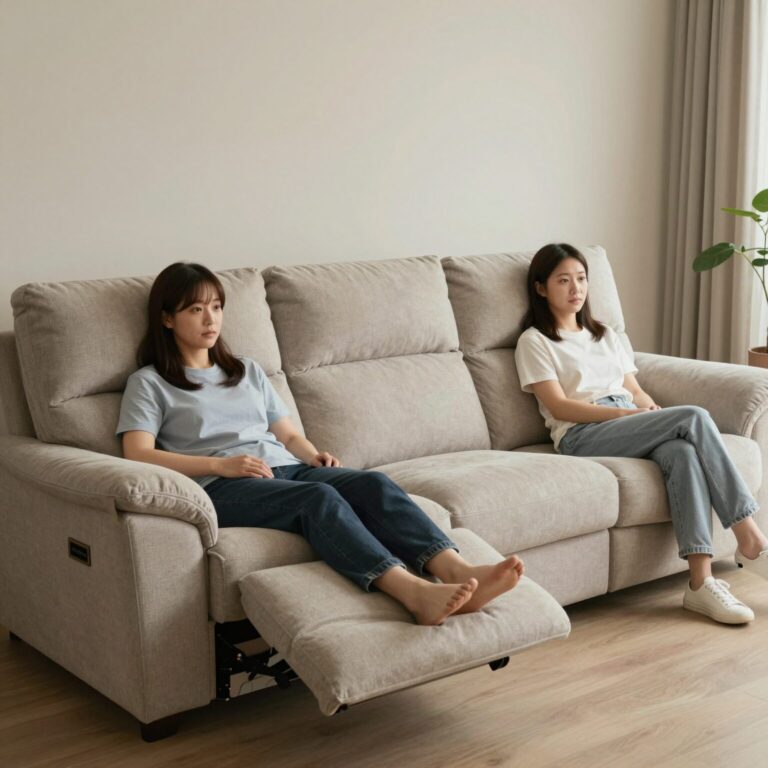 박위 송지은 부부가 사용하는 나뚜찌 마카오 소파의 4인 리클라이너 모습