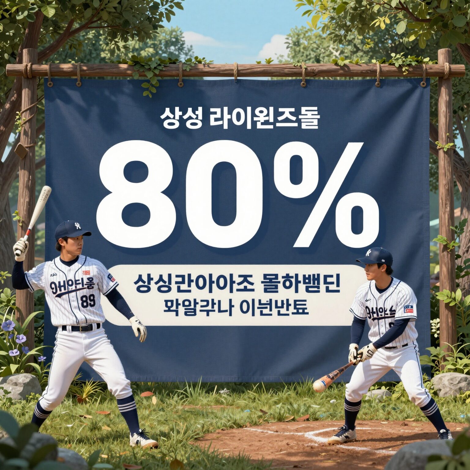 삼성라이온즈몰 80% 할인 이벤트 배너와 유니폼 이미지
