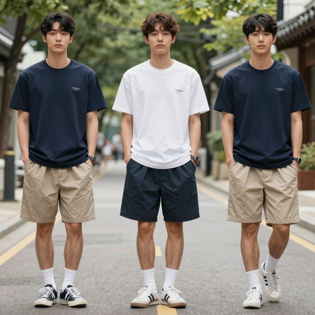 남자반팔티코디 여름 스타일링 예시 다양한 브랜드 코디 사진