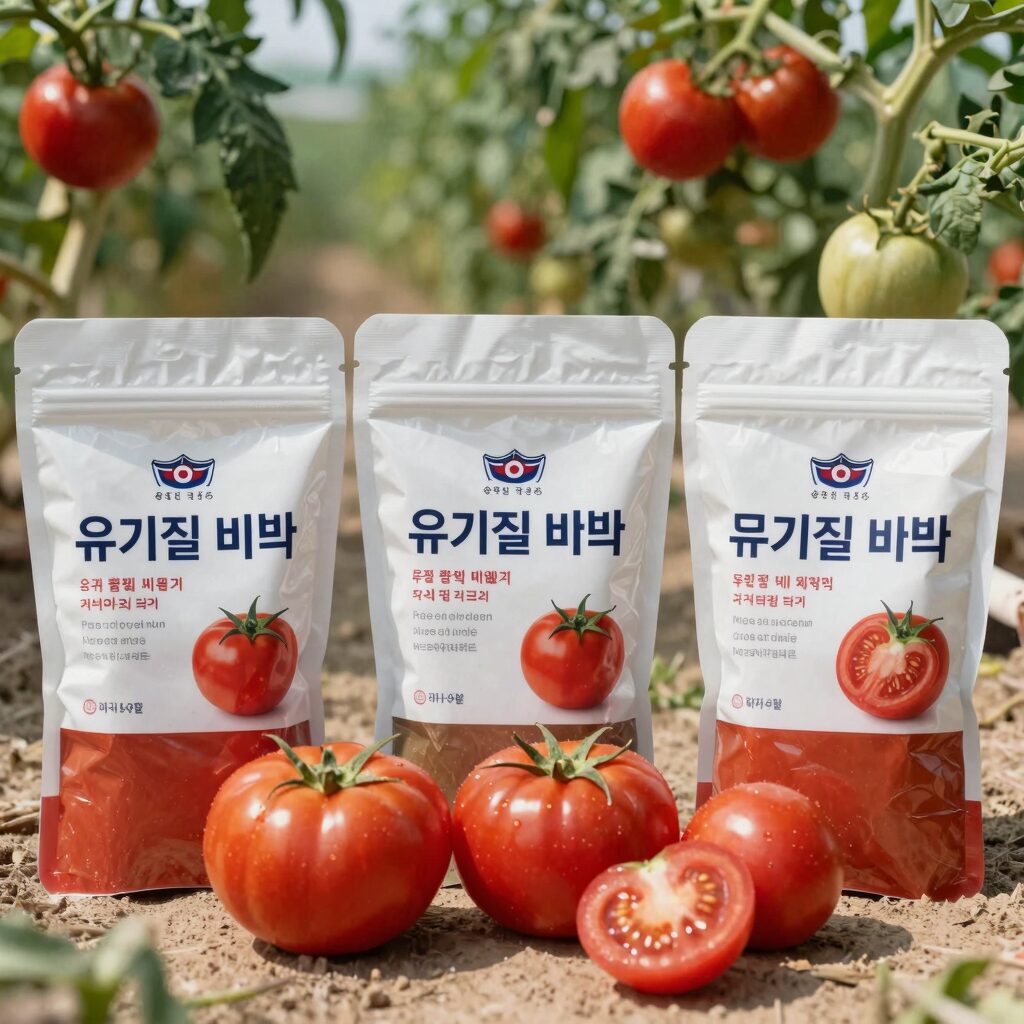 토마토 유기질 비료와 무기질 비료가 나란히 놓인 사진