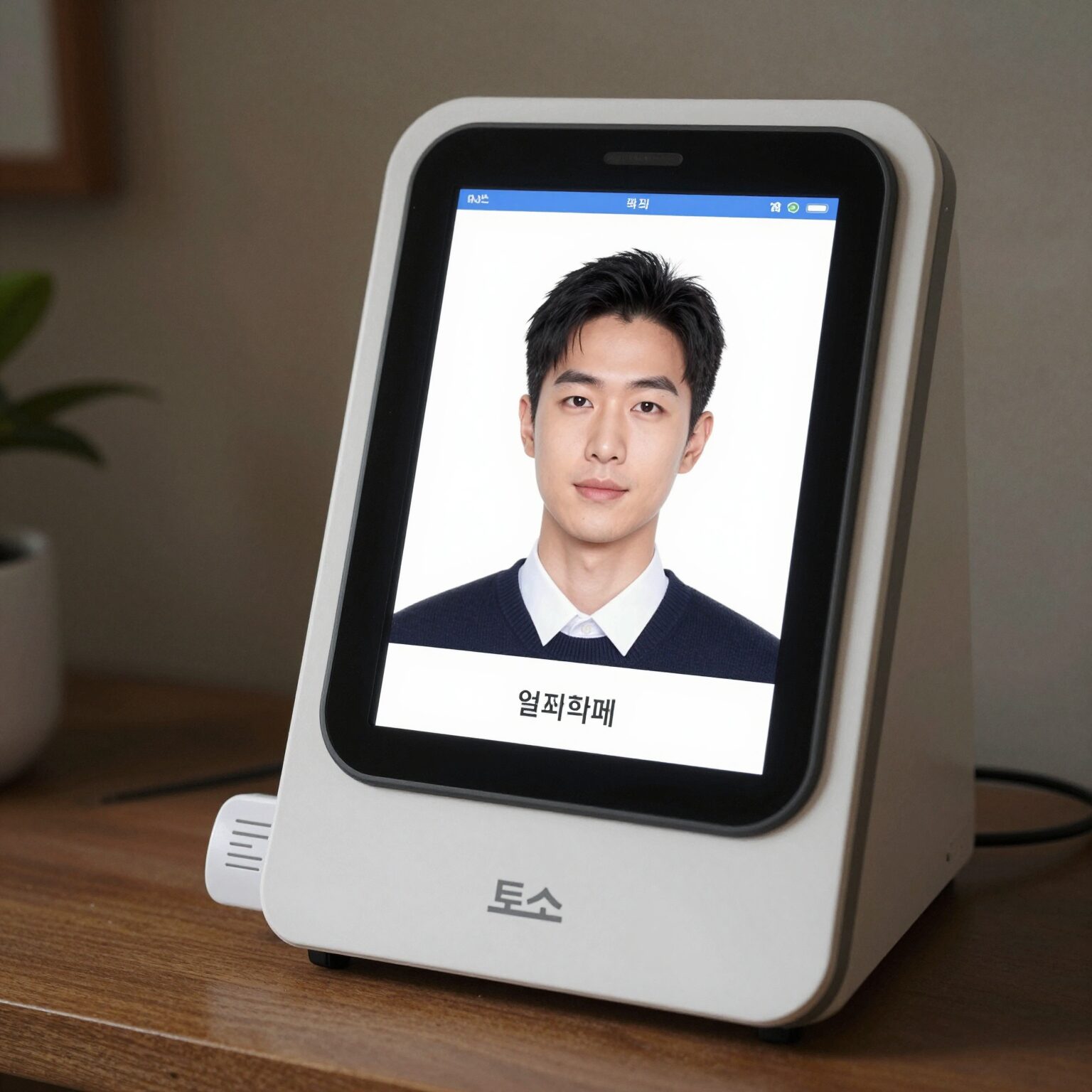 토스 페이스페이 결제 단말기에서 얼굴 인식하는 모습