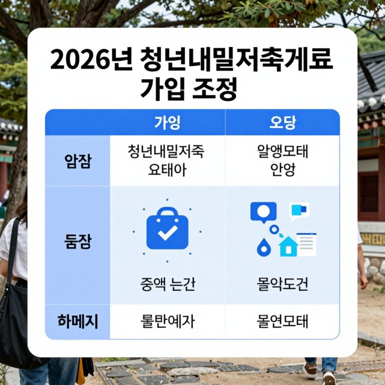 2026년 청년내일저축계좌 가입 조건을 설명하는 표와 그래프 이미지