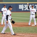 2026 프로야구 타격순위 분석을 위한 주요 선수들 배팅 훈련 장면, 한화 이글스와 롯데 자이언츠 선수들이 포함