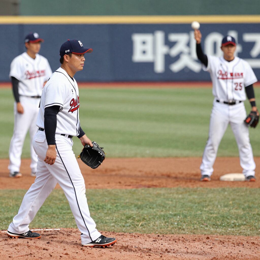 2026 프로야구 타격순위 분석을 위한 주요 선수들 배팅 훈련 장면, 한화 이글스와 롯데 자이언츠 선수들이 포함