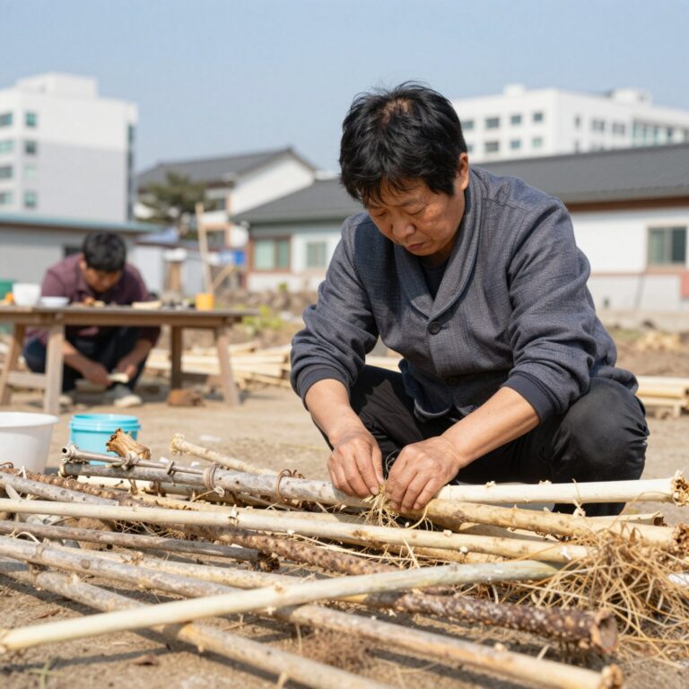 호박잎 줄기 섬유질을 벗기는 손질 과정 설명 사진