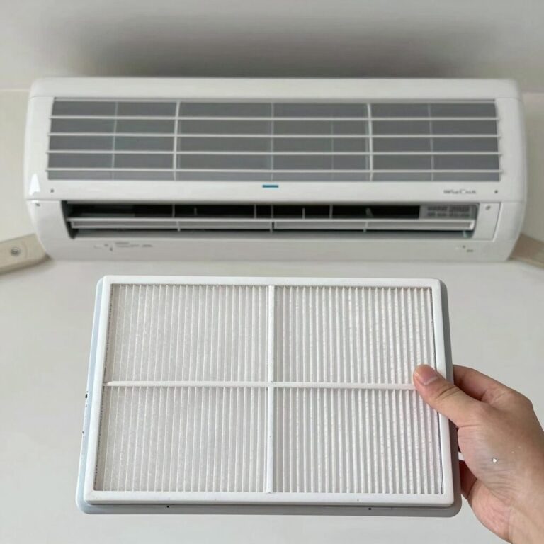 에어컨 셀프청소 후 깨끗해진 필터와 냉각핀
