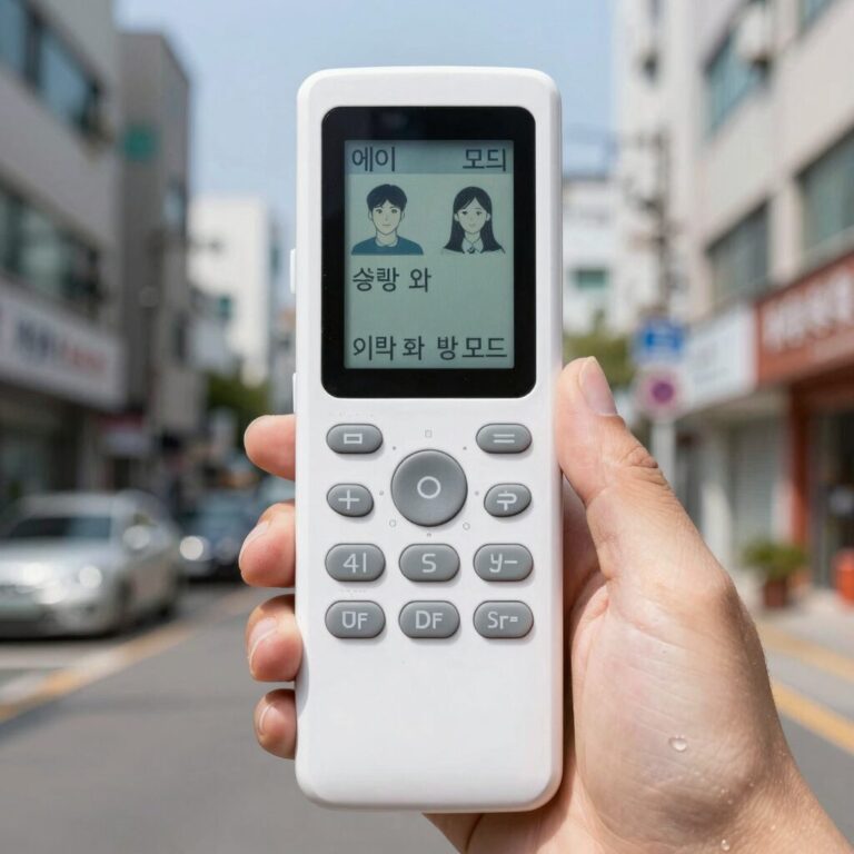 에어컨 리모컨의 송풍 모드와 냉방 모드 선택 화면