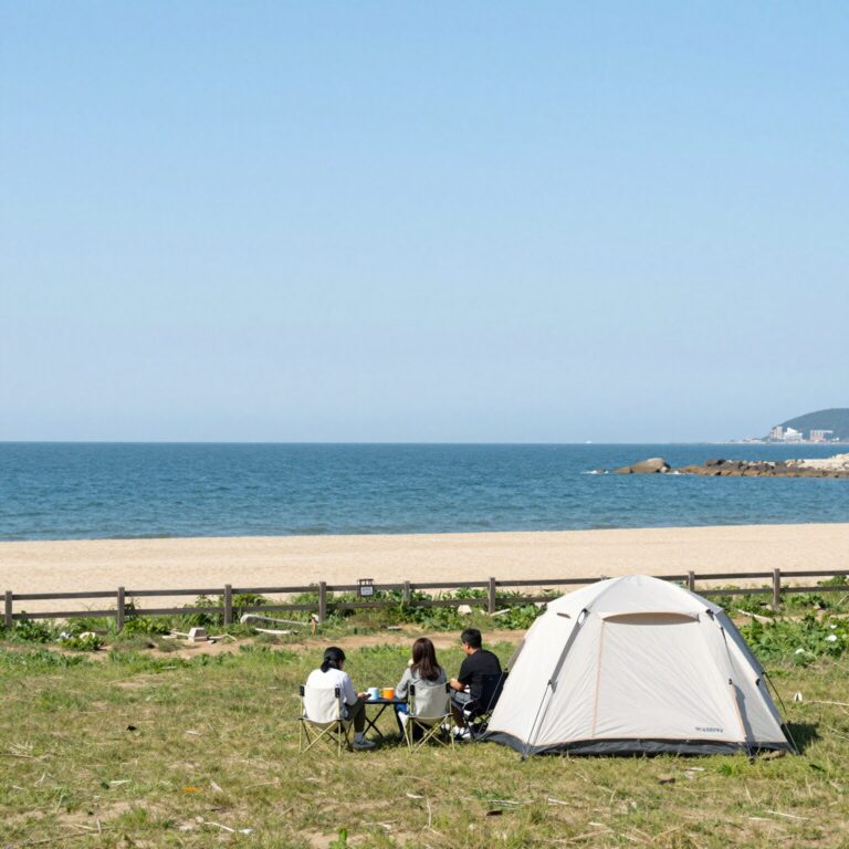 백도오토캠핑장 A8 사이트에서 바라본 바다 전경