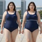 빅사이즈 수영복 고민 끝 선택 기준 빅사이즈 수영복 비교 사진으로 아레나와 배럴의 실제 착용 차이를 보여주는 이미지