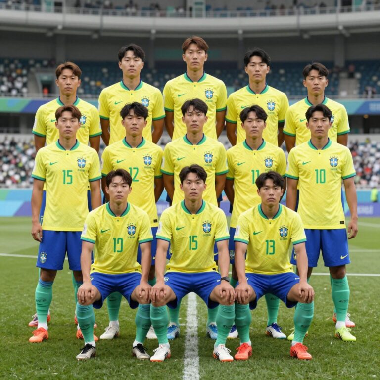 2026년 브라질 축구 국가대표팀 예상 선수들 단체 사진 스타일
