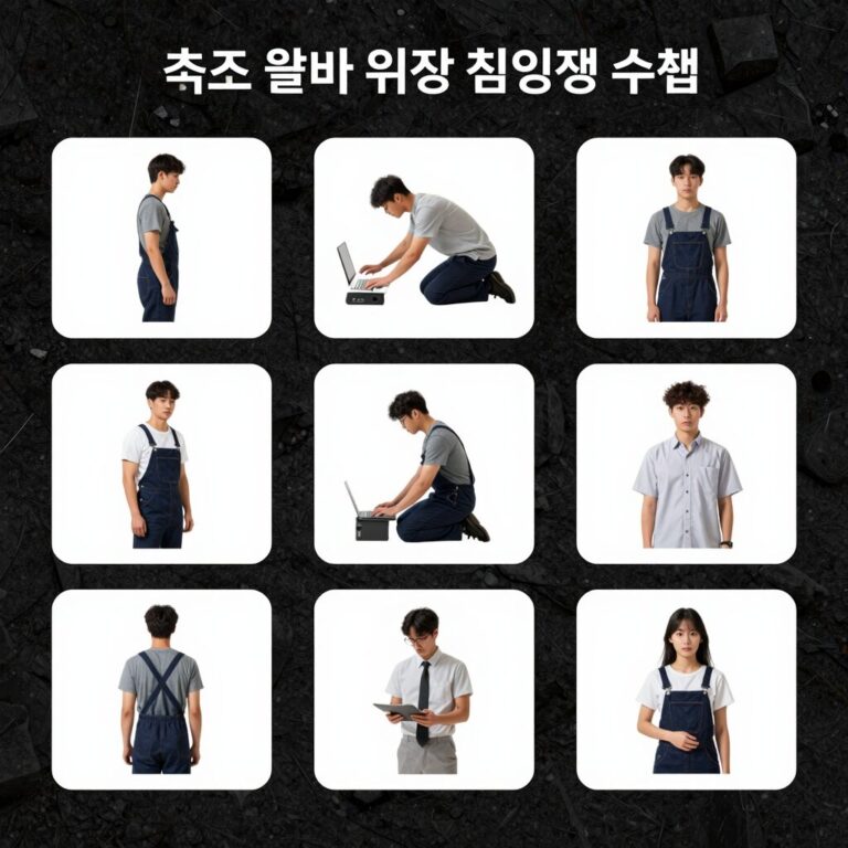 청소 알바 위장 침입 범행 수법을 단계별로 나타낸 모식도
