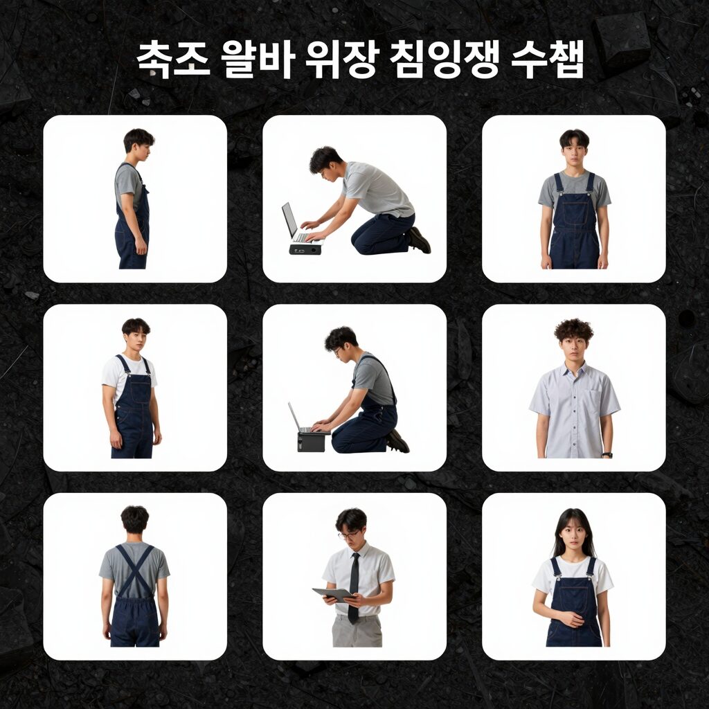 청소 알바 위장 침입 범행 수법을 단계별로 나타낸 모식도