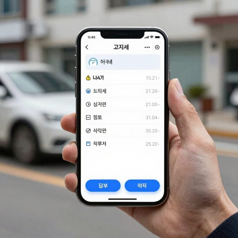 자동차세 고지서와 스마트폰 납부 화면이 함께 있는 이미지